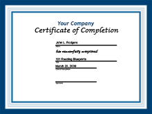 sample completion certificate