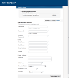 Membership registration