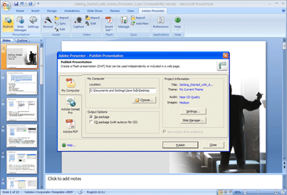 Publish dialog (click to enlarge)
